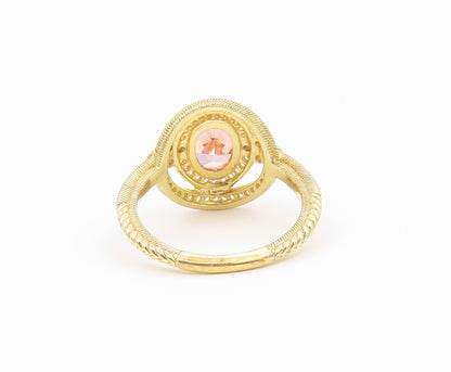 925 Sterling Silver Vintage Ring Gold Plated JUDITH RIPKA Morganite Sz 9 RG36539