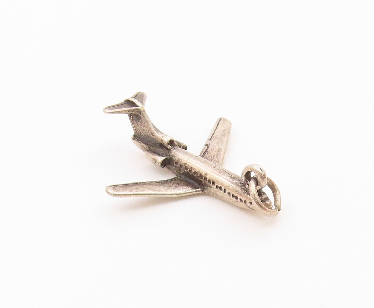 925 Sterling Silver  Vintage Petite Airplane Motif Dark Tone Pendant  PT16857