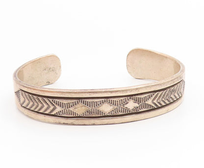 925 Sterling Silver Vintage Bracelet NAVAJO BRUCE MORGAN Etched Cuff  BT11906