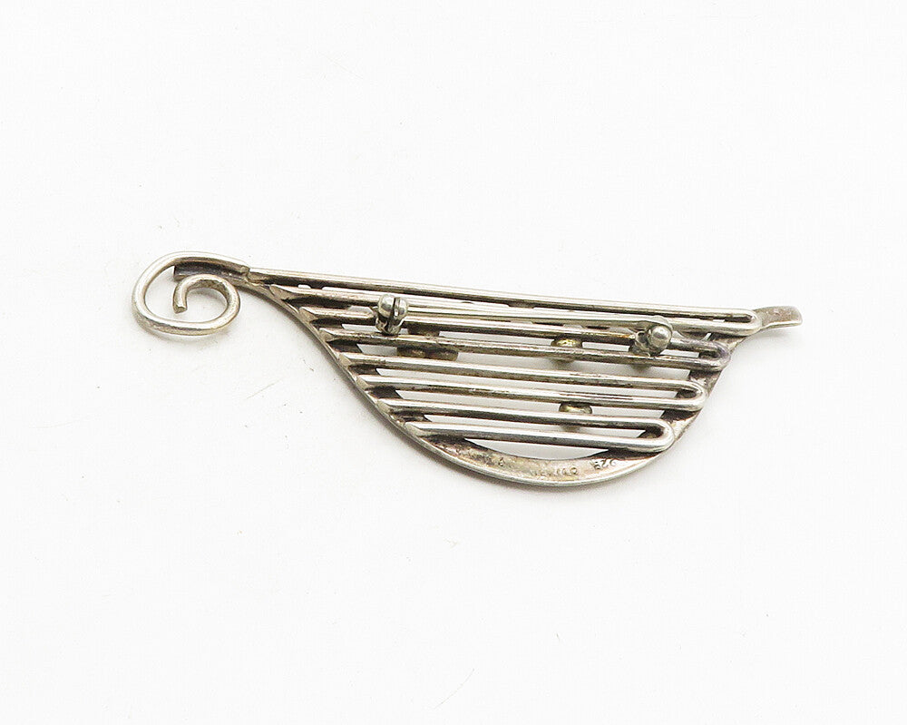 MEXICO 925 Sterling Silver  Vintage Two Tone Swirl Design Brooch Pin  BP3987