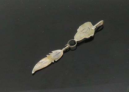 H. SPENCER NAVAJO 925 Silver  Vintage Floral Leaf Feather Pendant  PT16496
