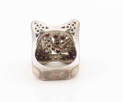 925 Sterling Silver Vintage Ring Amethyst & Topaz Cluster Band  Sz 7  RG34329