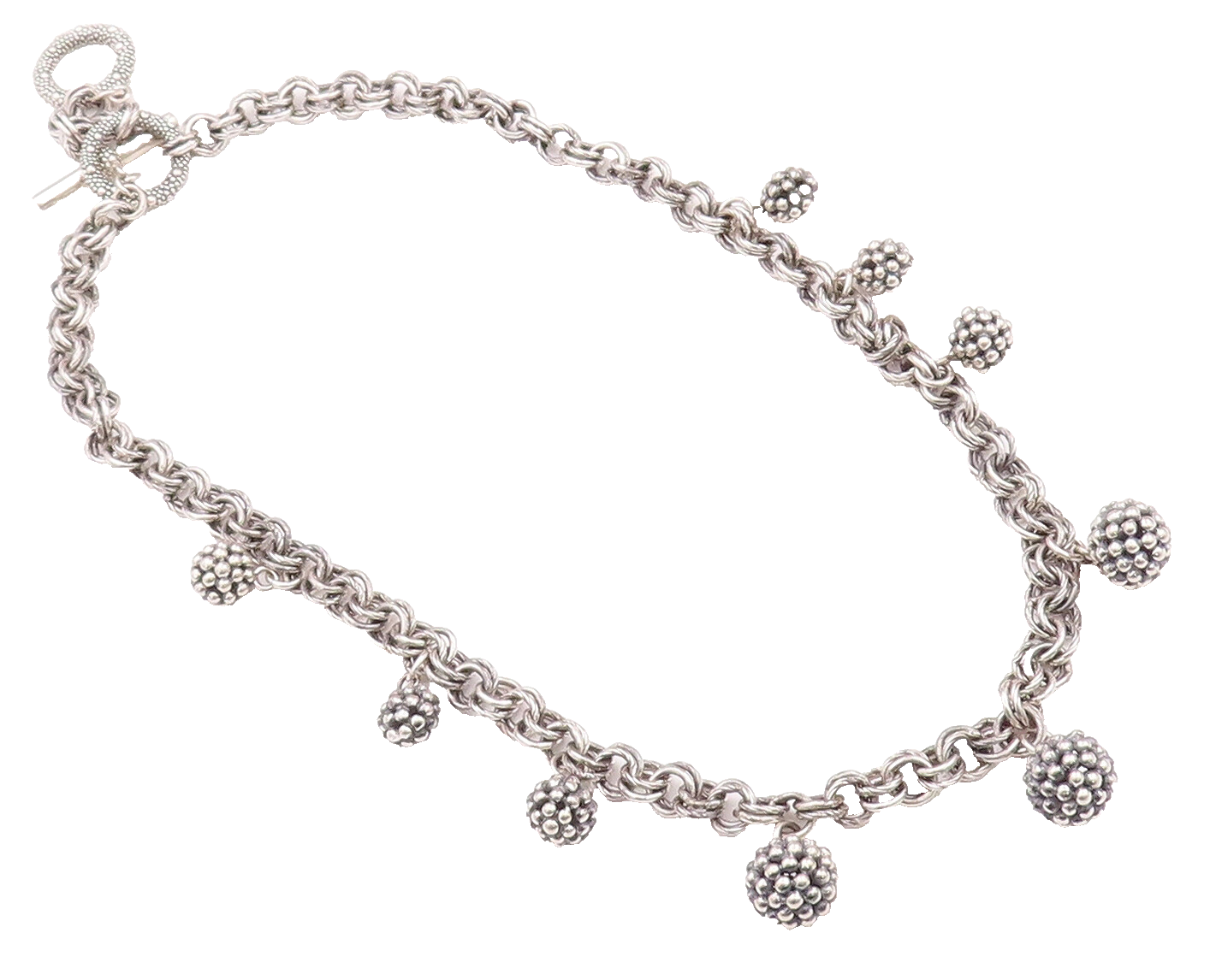 925 Sterling Silver Vintage Necklace MICHAEL DAWKINS Beaded Beads & Rings NE4263