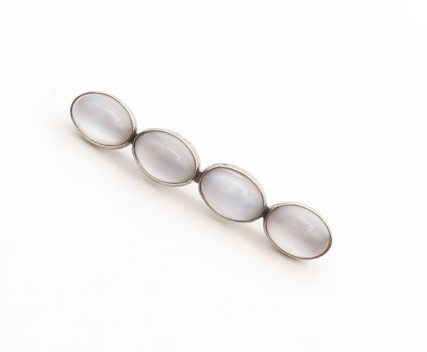 925 Sterling Silver Vintage Brooch Pin Oval Cabochon Cat's Eye Band  BP11370