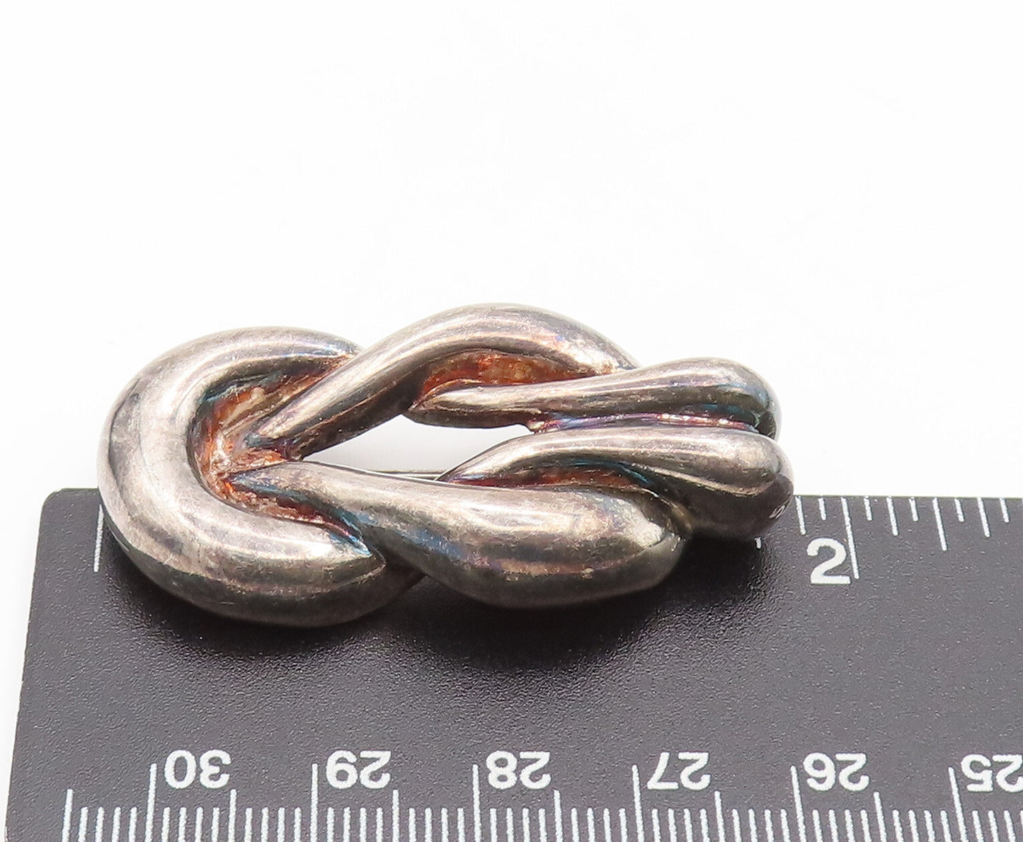 CHARLES KRYPELL 925 Silver  Vintage Interlocked Loop Solid Brooch Pin  BP10383