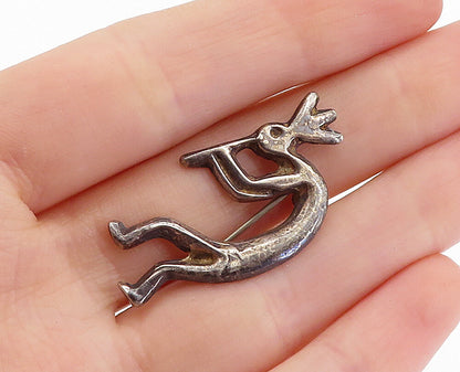 925 Sterling Silver  Vintage Oxidized Kokopelli Dancer Brooch Pin  BP2233