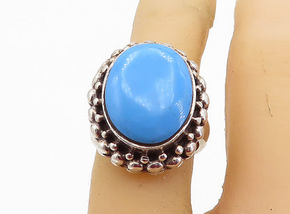 925 Sterling Silver  Vintage Turquoise Bubble Cocktail Ring Sz 6.5  RG7553