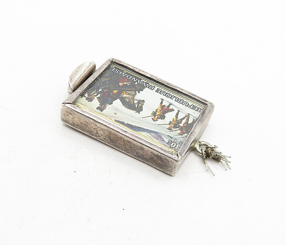 925 Sterling Silver  Vintage Petite Padlocks Republique Rwandaise Stamp TR1136
