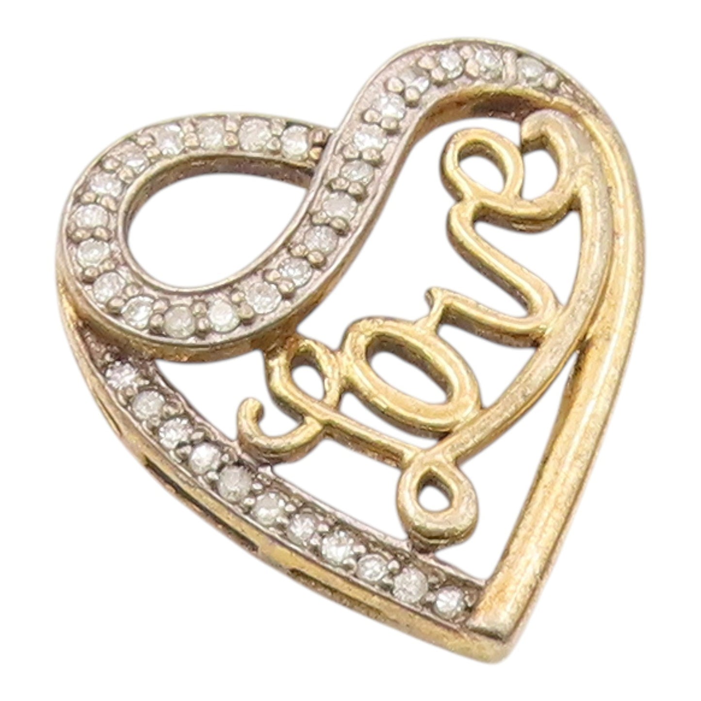 925 Sterling Silver  Vintage Genuine Diamonds Love Heart Pendant  PT10369