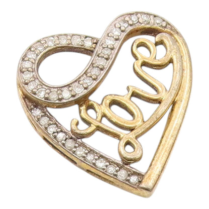 925 Sterling Silver  Vintage Genuine Diamonds Love Heart Pendant  PT10369