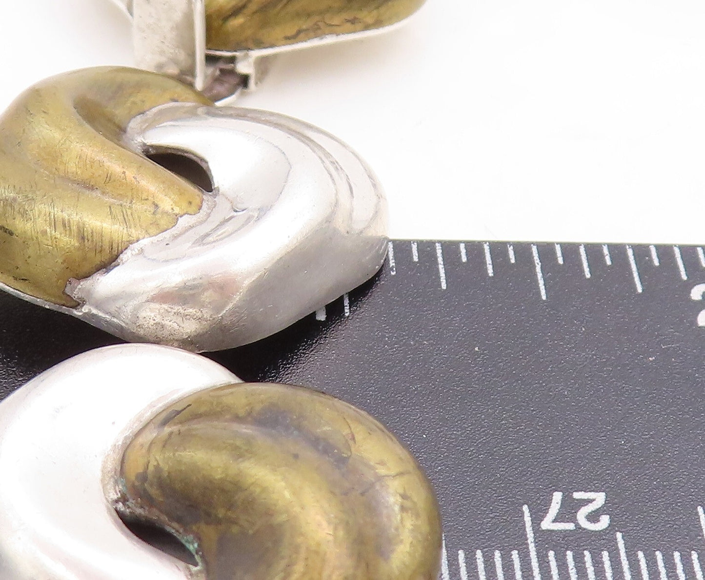 MEXICO 925 Sterling Silver  Vintage Two Tone Swirl Link Chain Necklace  NE1664