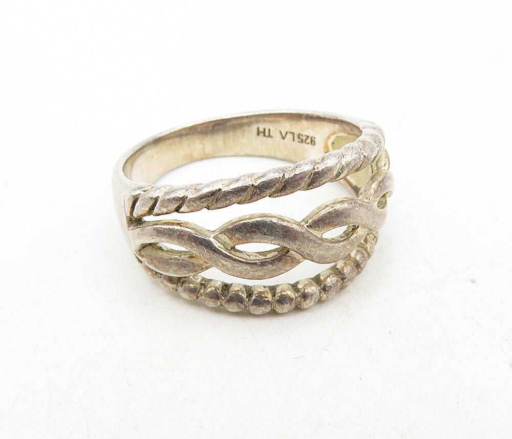 925 Sterling Silver  Vintage Open Infinity Twist Band Ring Sz 6.5  RG8818