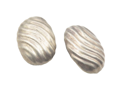 MEXICO 925 Sterling Silver  Vintage Oval Swirl Non Pierce Earrings  EG6029