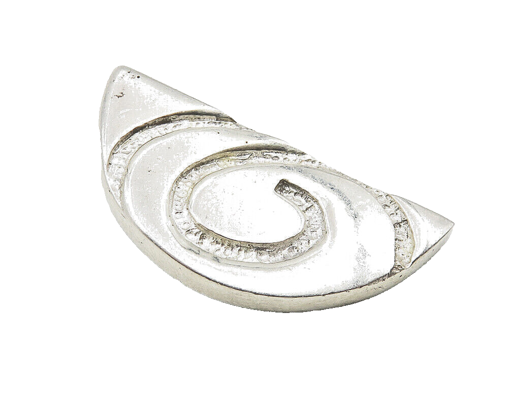 925 Sterling Silver  Vintage Shiny Chiseled Swirl Design Pendant  PT8426