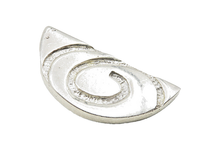 925 Sterling Silver  Vintage Shiny Chiseled Swirl Design Pendant  PT8426