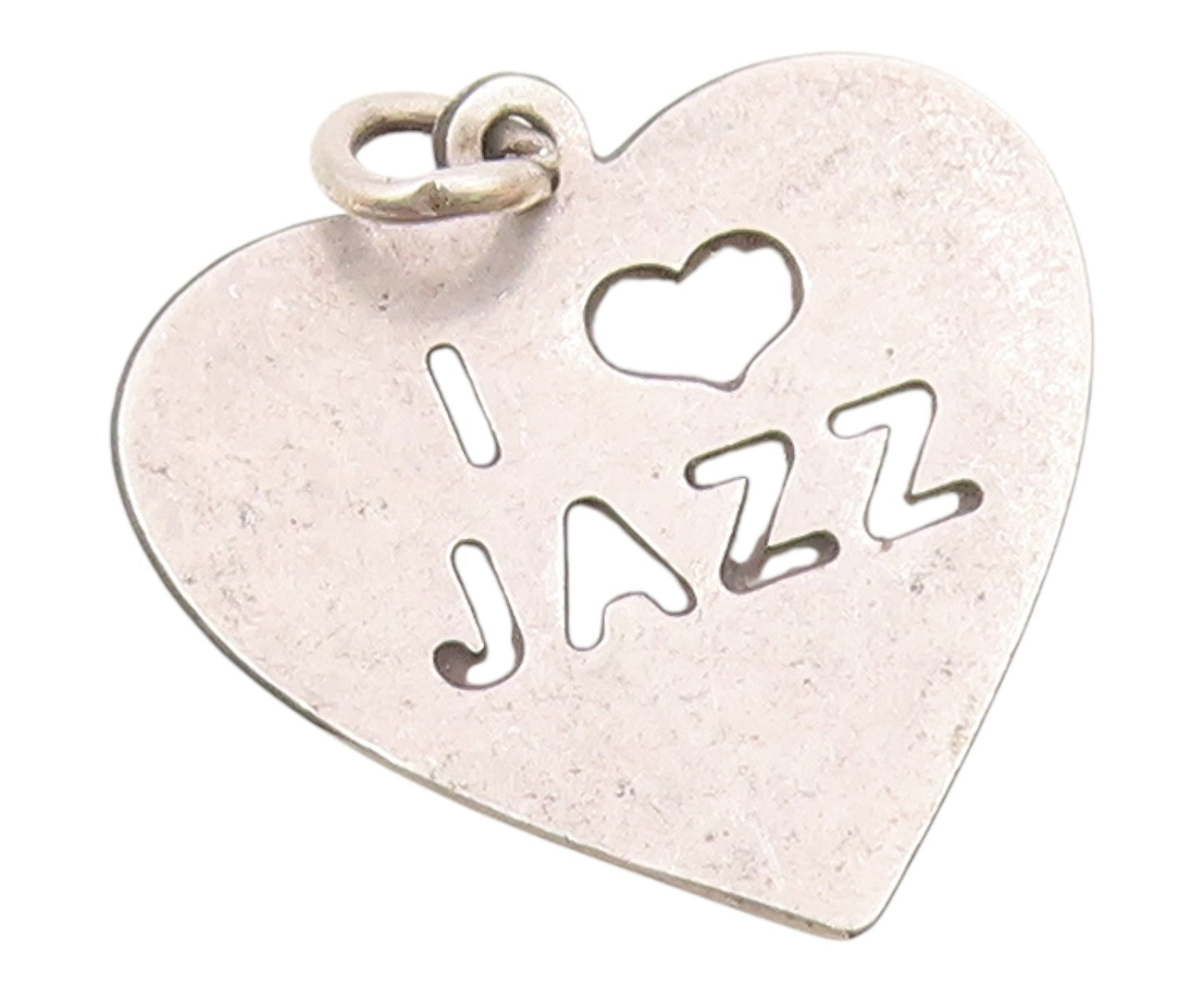 925 Sterling Silver  Vintage I Love Jazz Stamped Love Heart Pendant  PT17130