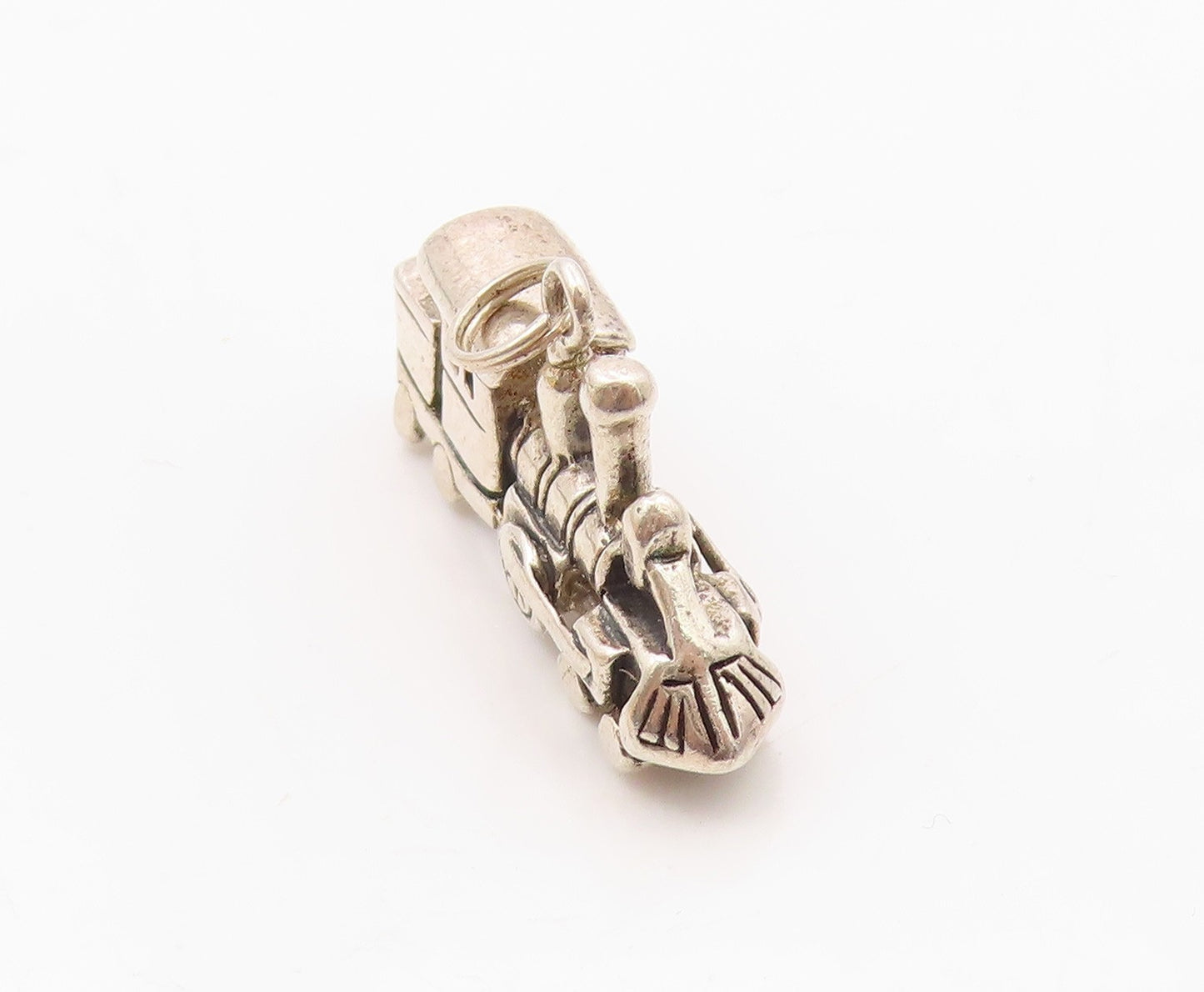 925 Sterling Silver  Vintage Sculpted Old Fashion Steam Train Pendant  PT20821