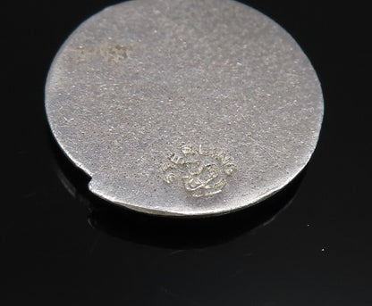 925 Sterling Silver  Vintage Round Etched World Globe Charm Pendant  PT21343