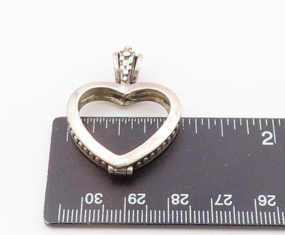 925 Sterling Silver  Vintage Shiny Open Love Heart Pendant (OPENS)  PT17126