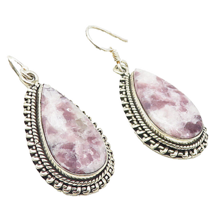 925 Sterling Silver  Vintage Gemstone Tear Drop Dangle Earrings  EG3879