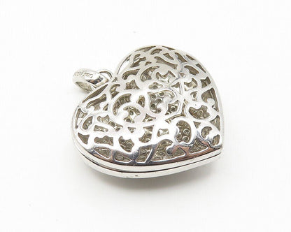 925 Sterling Silver  Genuine Diamonds Love Heart Locket Pendant (OPENS) PT8397