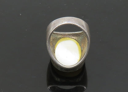 925 Sterling Silver  Vintage Mother Of Pearl Cocktail Ring Sz 6  RG21678