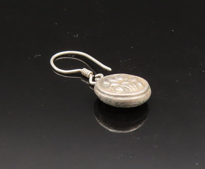 925 Sterling Silver  Vintage Oxidized Round Floral Dangle Earrings  EG11710