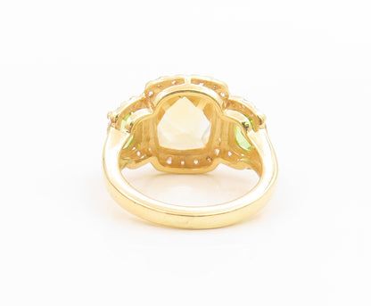 925 Sterling Silver Vintage Ring Real Diamonds & Gemstones  Sz 6.5  RG35614