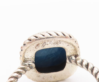 925 Sterling Silver Vintage Ring Square Turquoise Twisted Rope  Sz 8  RG29291