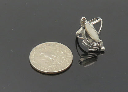 NAVAJO 925 Silver  Vintage Mother Of Pearl Shiny Band Ring Sz 5.5  RG20440