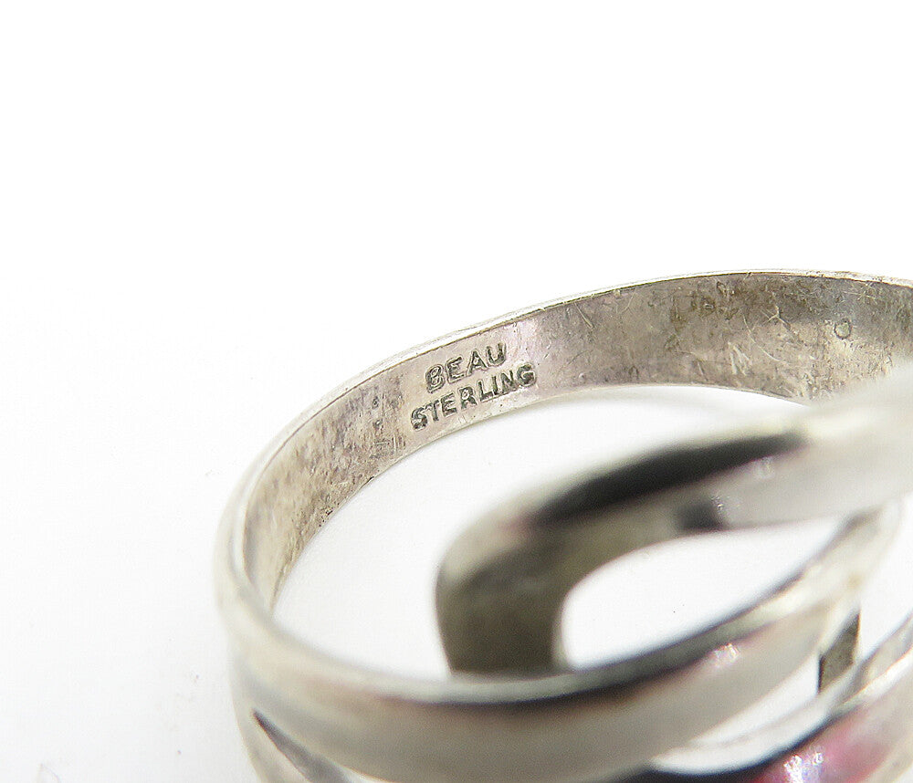 BEAU 925 Silver Vintage Interlocking Loop Bypass Style Band Ring Sz 5 RG6809