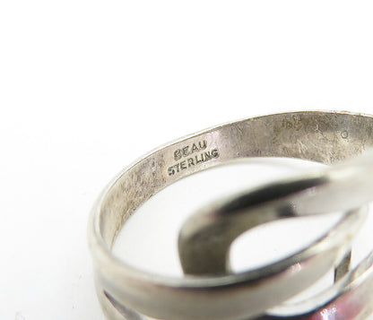 BEAU 925 Silver Vintage Interlocking Loop Bypass Style Band Ring Sz 5 RG6809