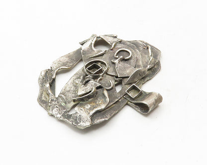 925 Sterling Silver  Vintage Modernist Sculpted Design Slide Pendant  PT7484