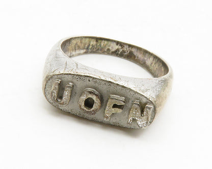 KINNEY 925 Sterling Silver  Vintage UOFN Square Dome Band Ring Sz 5  RG13143