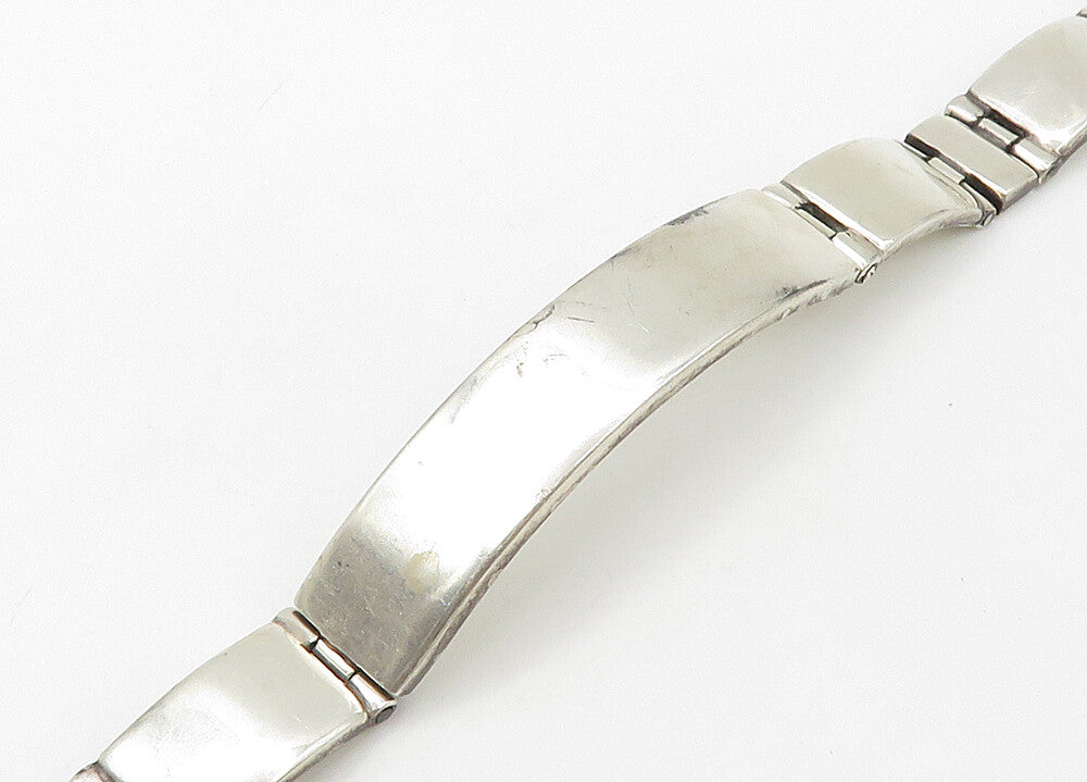925 Sterling Silver  Vintage Shiny Smooth Bar Hinge Chain Bracelet  BT8533