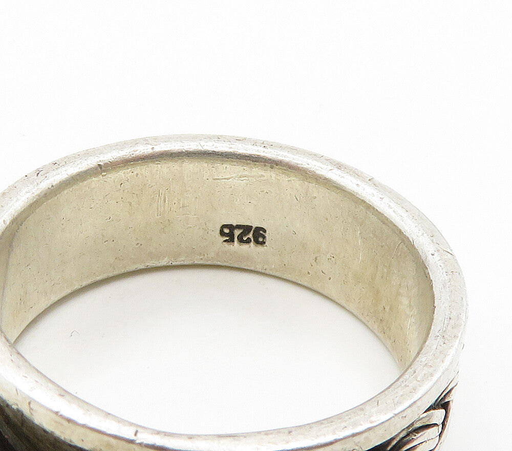 925 Sterling Silver  Vintage Shiny Woven Braided Spinner Ring Sz 10.5  RG15667