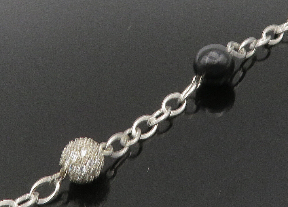 ESPO 925 Sterling Silver Vintage Black Onyx & Cubic Zirconia Necklace  NE3678
