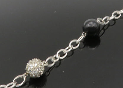 ESPO 925 Sterling Silver Vintage Black Onyx & Cubic Zirconia Necklace  NE3678