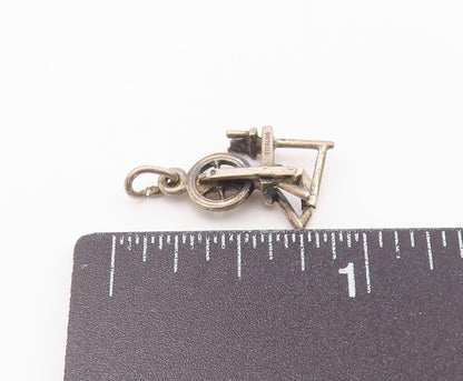 925 Sterling Silver  Vintage Petite Dark Tone Cotton Wheel Pendant  PT9333