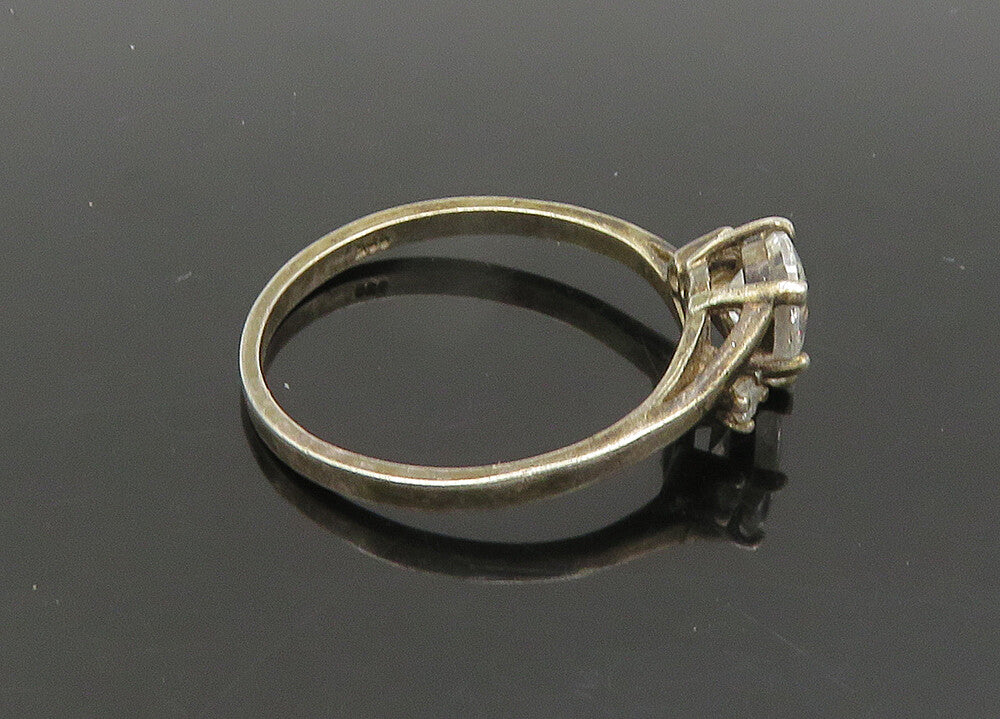 925 Sterling Silver  Vintage Cubic Zirconia Bypass Band Ring Sz 10  RG21902