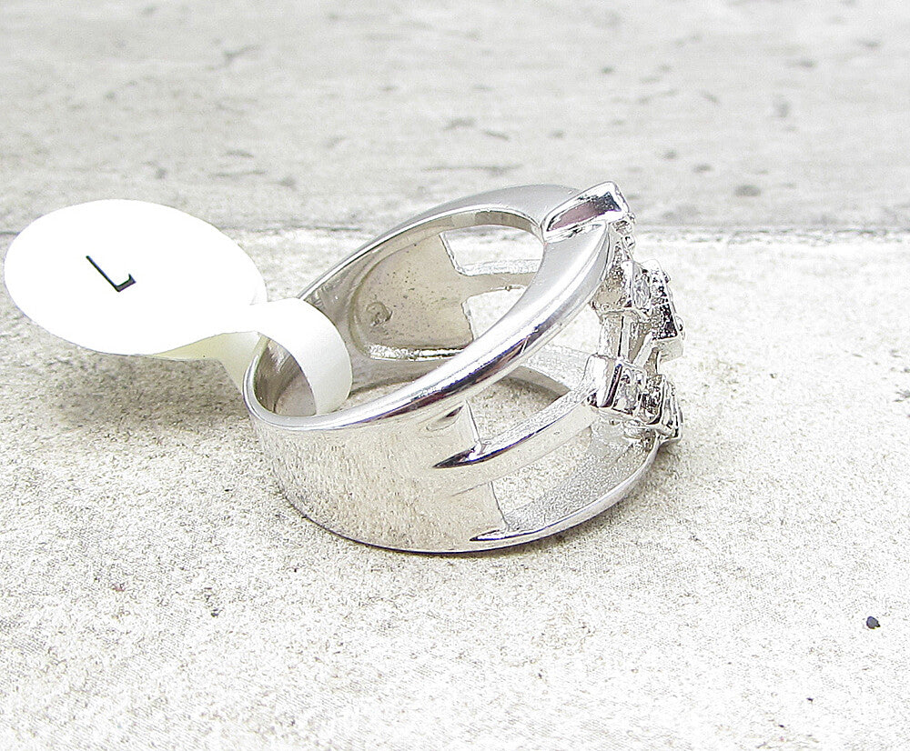 925 Sterling Silver  White Cubic Zirconia Thick Band Ring Sz 7  RG1968