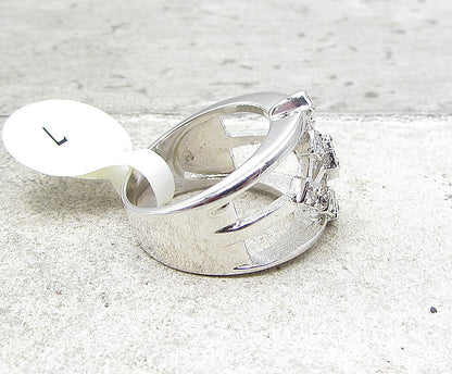 925 Sterling Silver  White Cubic Zirconia Thick Band Ring Sz 7  RG1968