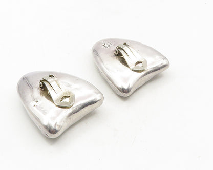 925 Sterling Silver  Vintage Shiny Hollow Sculpted Non Pierce Earrings  EG5147