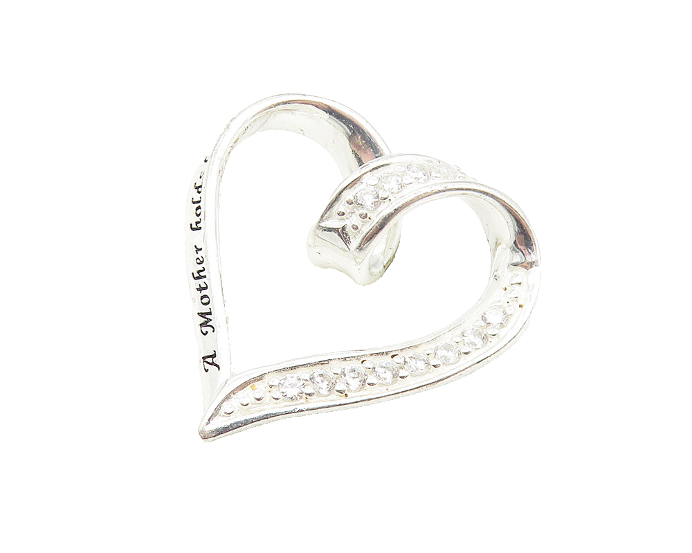 925 LA Sterling Silver  Sparkling Topaz Open Love Heart Pendant  PT8661