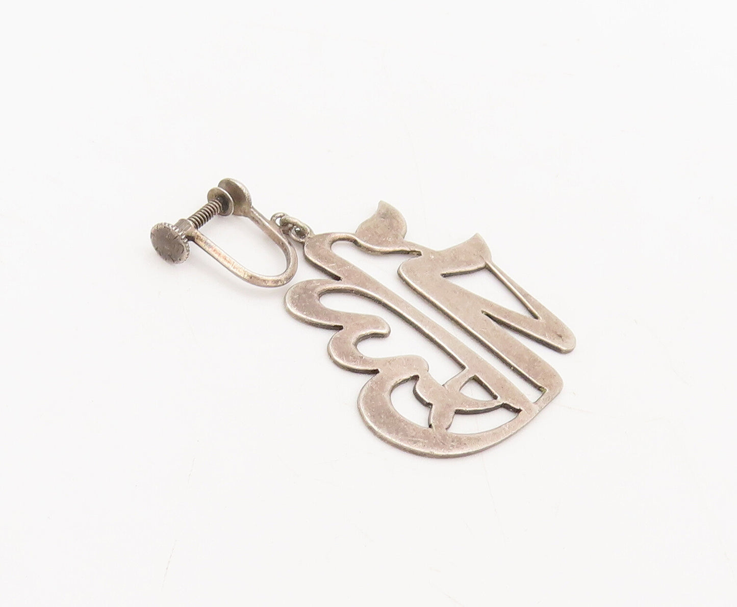 925 Sterling Silver  Vintage Japanese Cutout Kanji Charm Earrings  EG12743