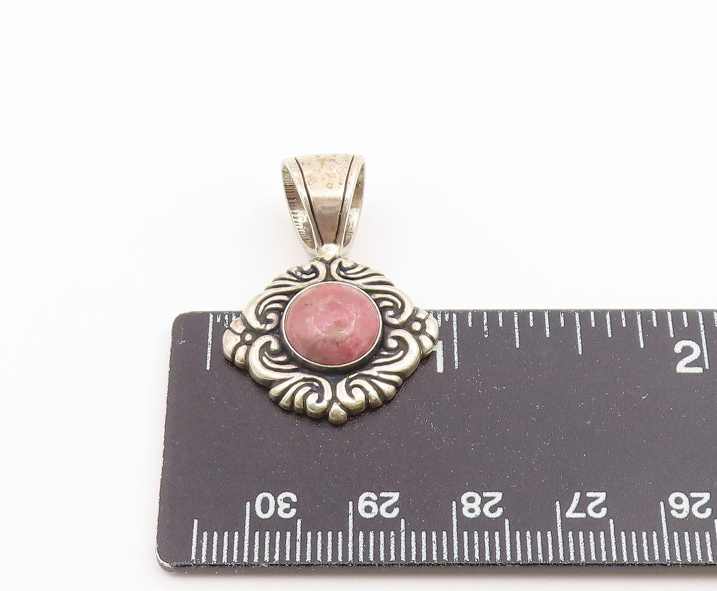 925 Sterling Silver Vintage Pendant CAROLYN POLLACK Rhodonite Charm  PT26555