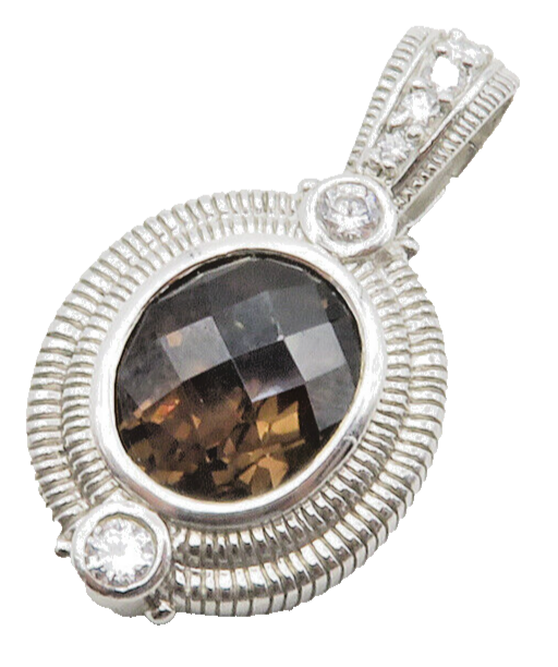 JUDITH RIPKA 925 Silver  Smoky Topaz & Cubic Zirconia Shiny Pendant  PT10321