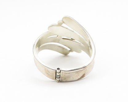 MEXICO 925 Sterling Silver  Vintage Modernist Bypass Cuff Bracelet  BT5173
