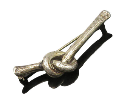 BY 925 Sterling Silver  Vintage Modernist Pretzel Tied Knot Brooch Pin  BP6683