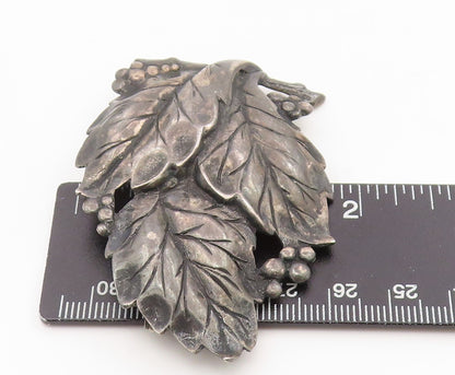 925 Sterling Silver Vintage Brooch DANECRAFT Etched Grape Leaves Pin  BP12126